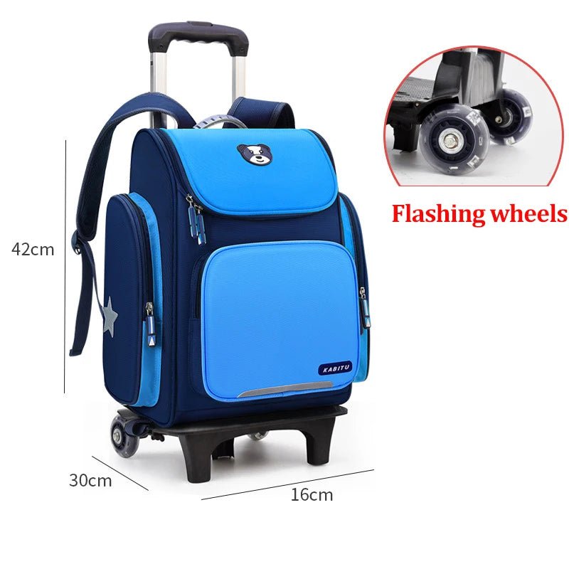 High capacity Student School bag Rolling Backpack kids Trolley bag school backpack wheeled bag Children Trolley backpack wheels Flashing 2 wheels 3