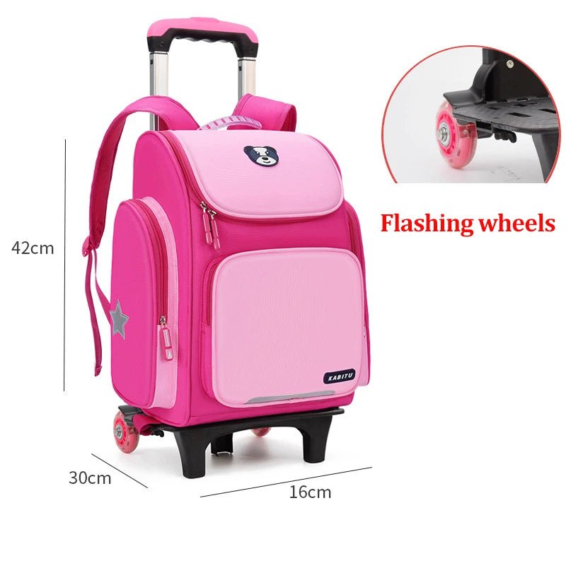 High capacity Student School bag Rolling Backpack kids Trolley bag school backpack wheeled bag Children Trolley backpack wheels Flashing 2 wheels 4