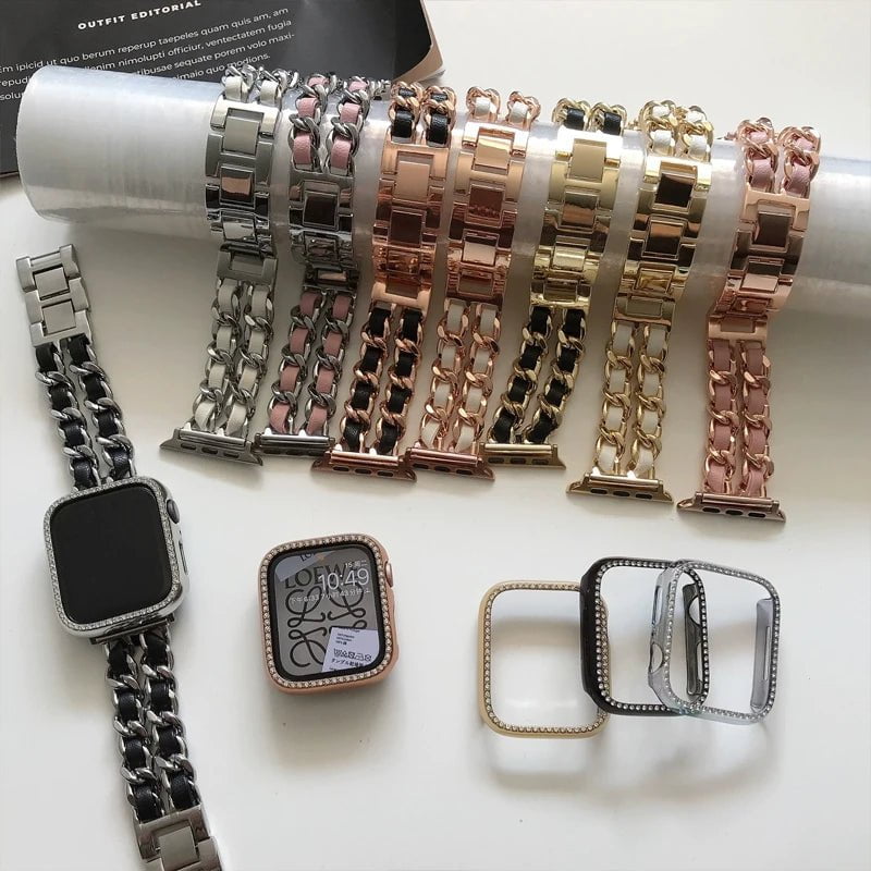 High-Quality Metal Leather Strap for Apple Watch Band