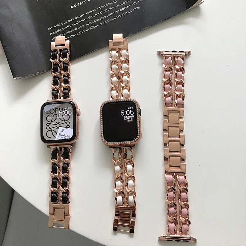 High-Quality Metal Leather Strap for Apple Watch Band