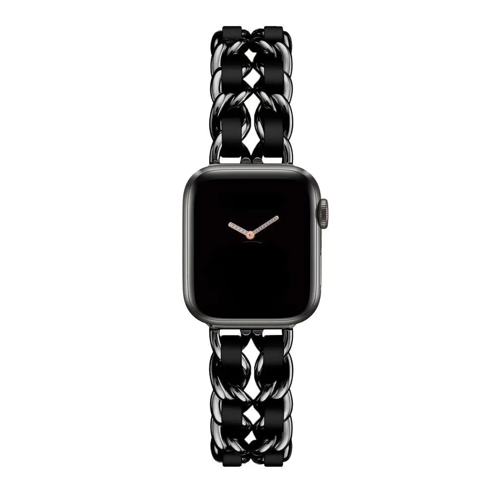 High-Quality Metal Leather Strap for Apple Watch Band Black / 38 or 40 or 41mm