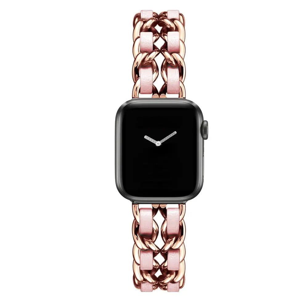 High-Quality Metal Leather Strap for Apple Watch Band Rosegold Pink / 38 or 40 or 41mm