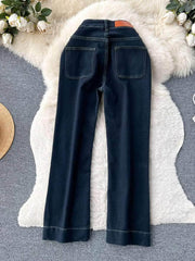 High Rise Denim Wide Leg Pants