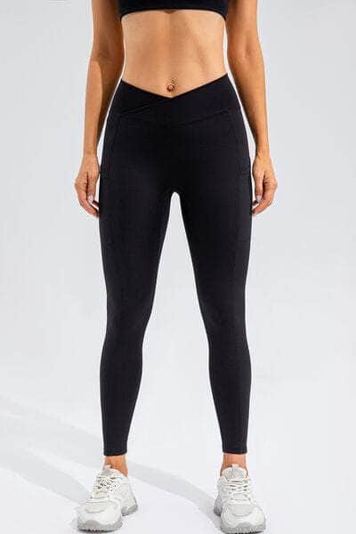 High Waist Active Leggings with Pockets Black / S