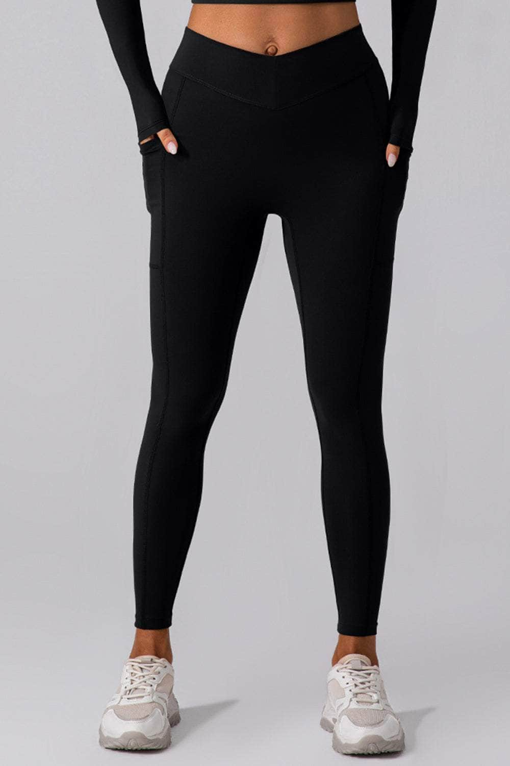 High Waist Active Leggings with Pockets Black / S