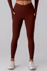 High Waist Active Leggings with Pockets Chestnut / S