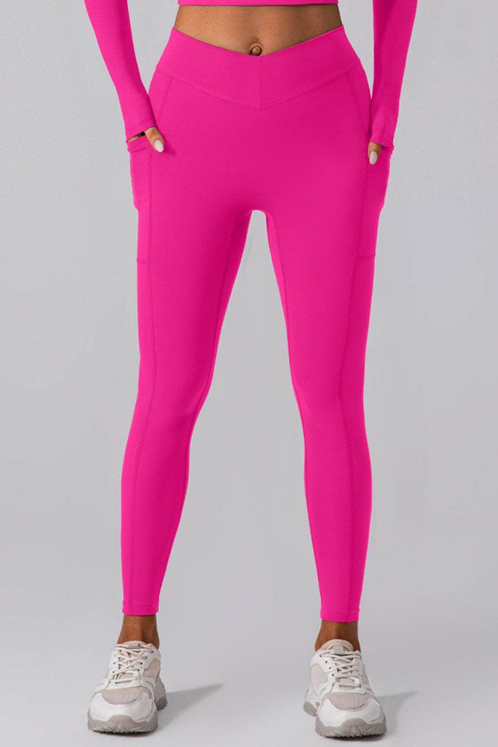 High Waist Active Leggings with Pockets Hot Pink / S