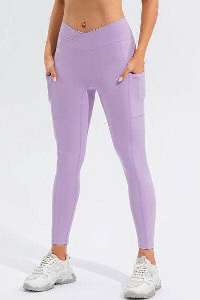 High Waist Active Leggings with Pockets Lavender / S