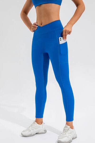 High Waist Active Leggings with Pockets Royal  Blue / S