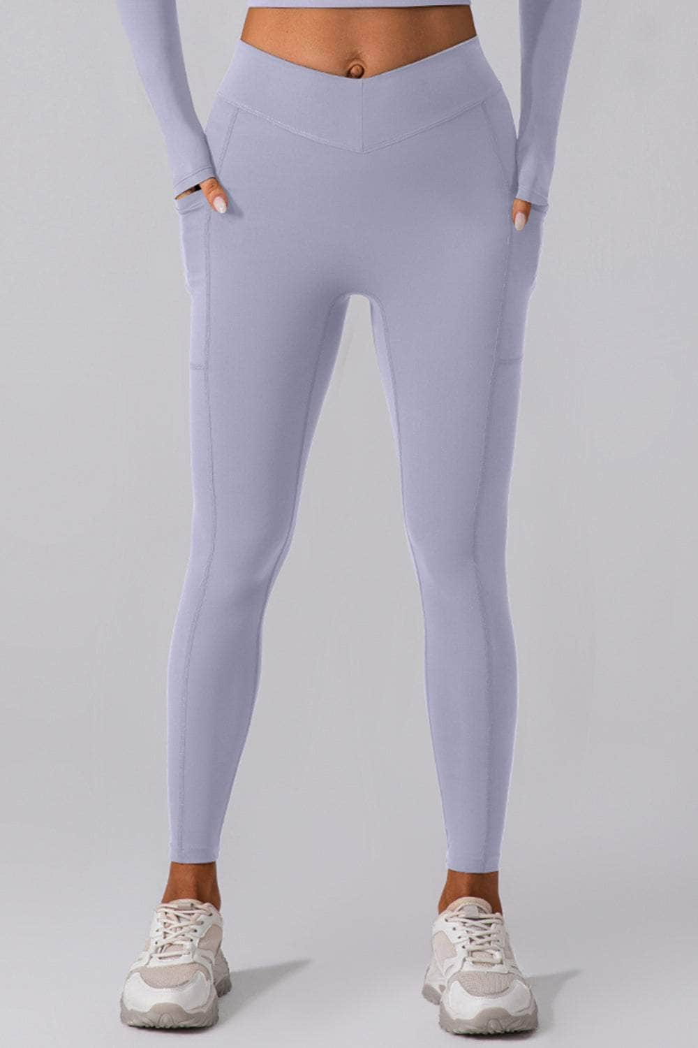 High Waist Active Leggings with Pockets White / S