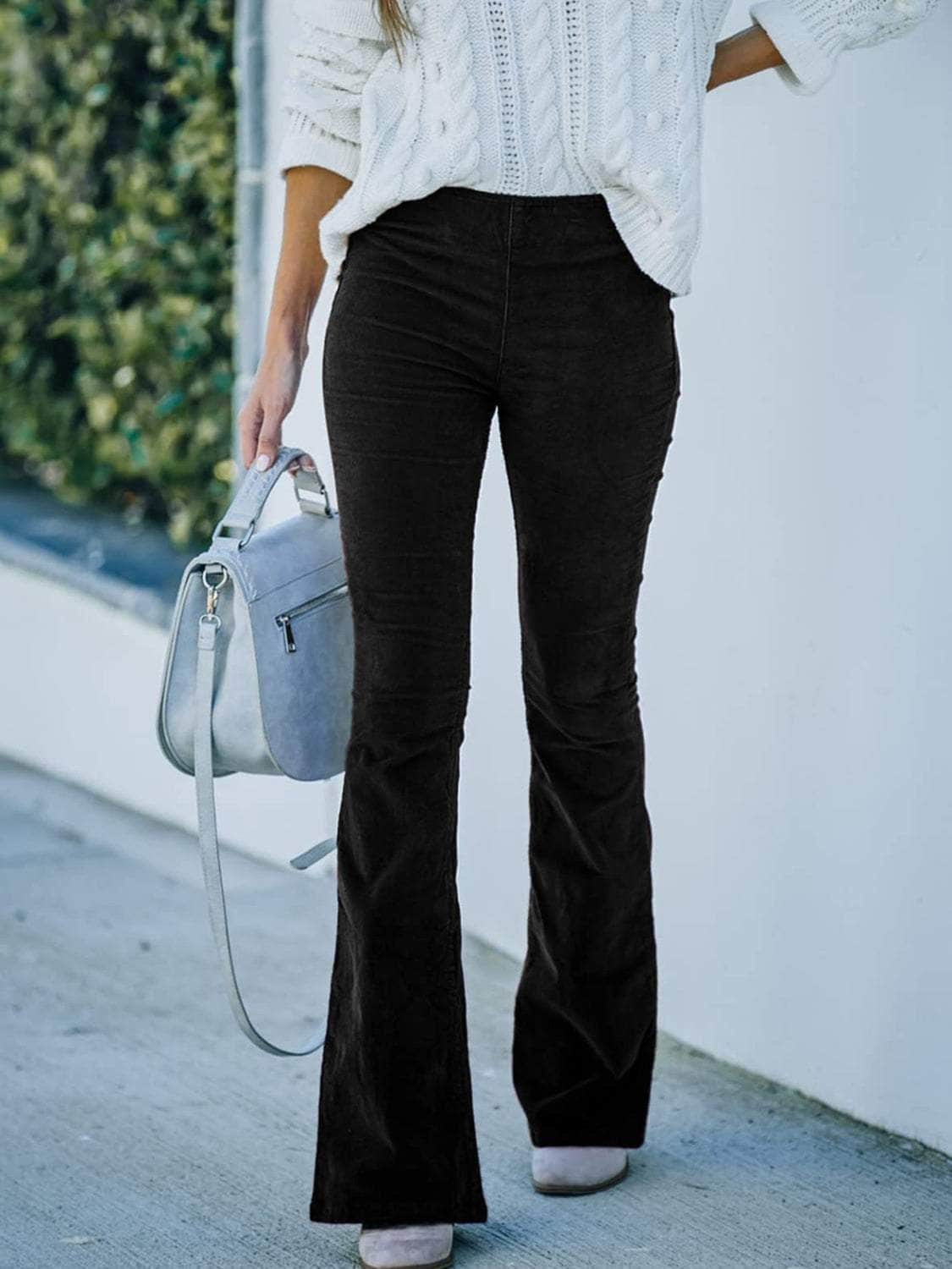 High Waist Bootcut Pants Black / S