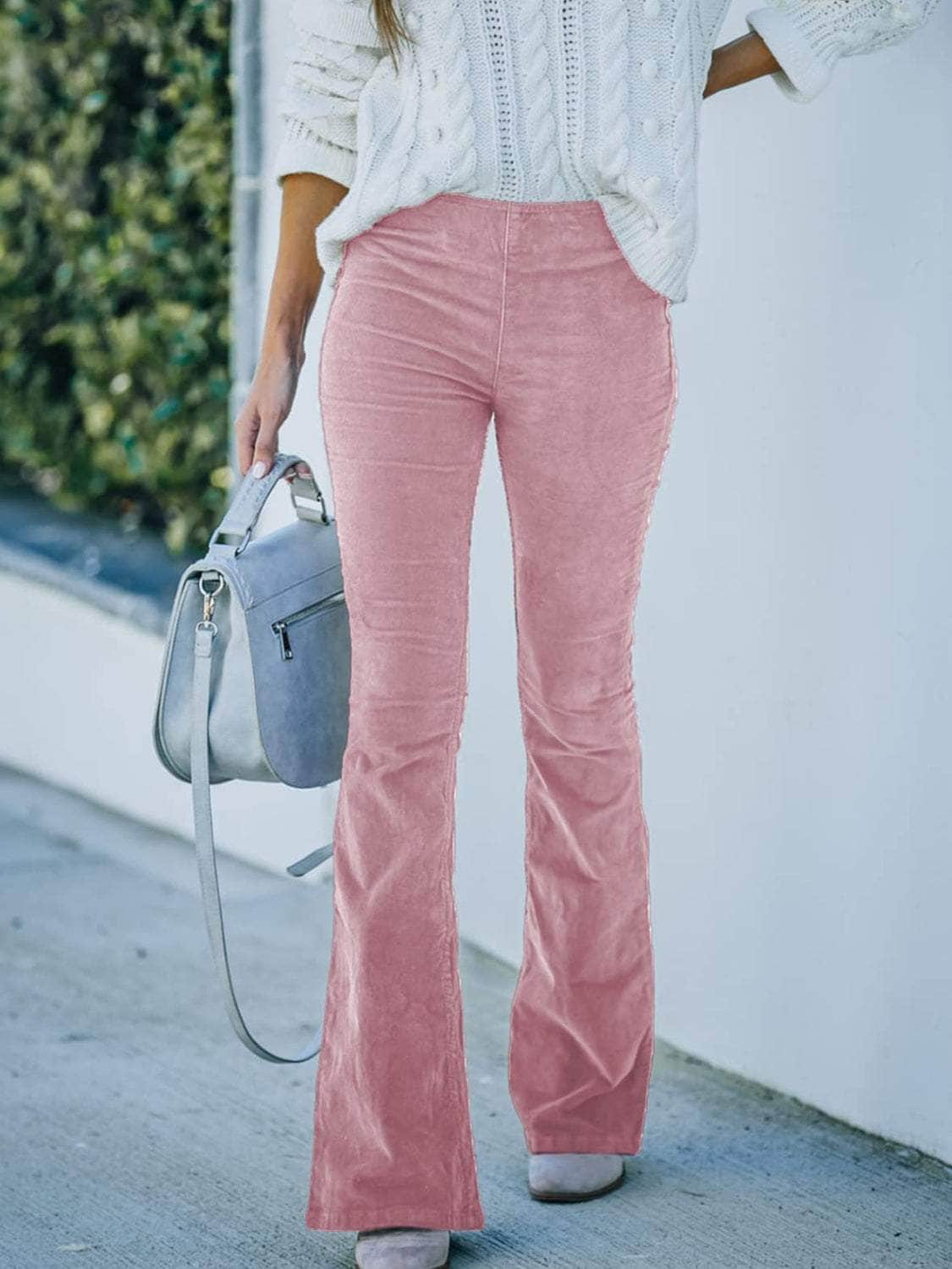 High Waist Bootcut Pants Carnation Pink / S