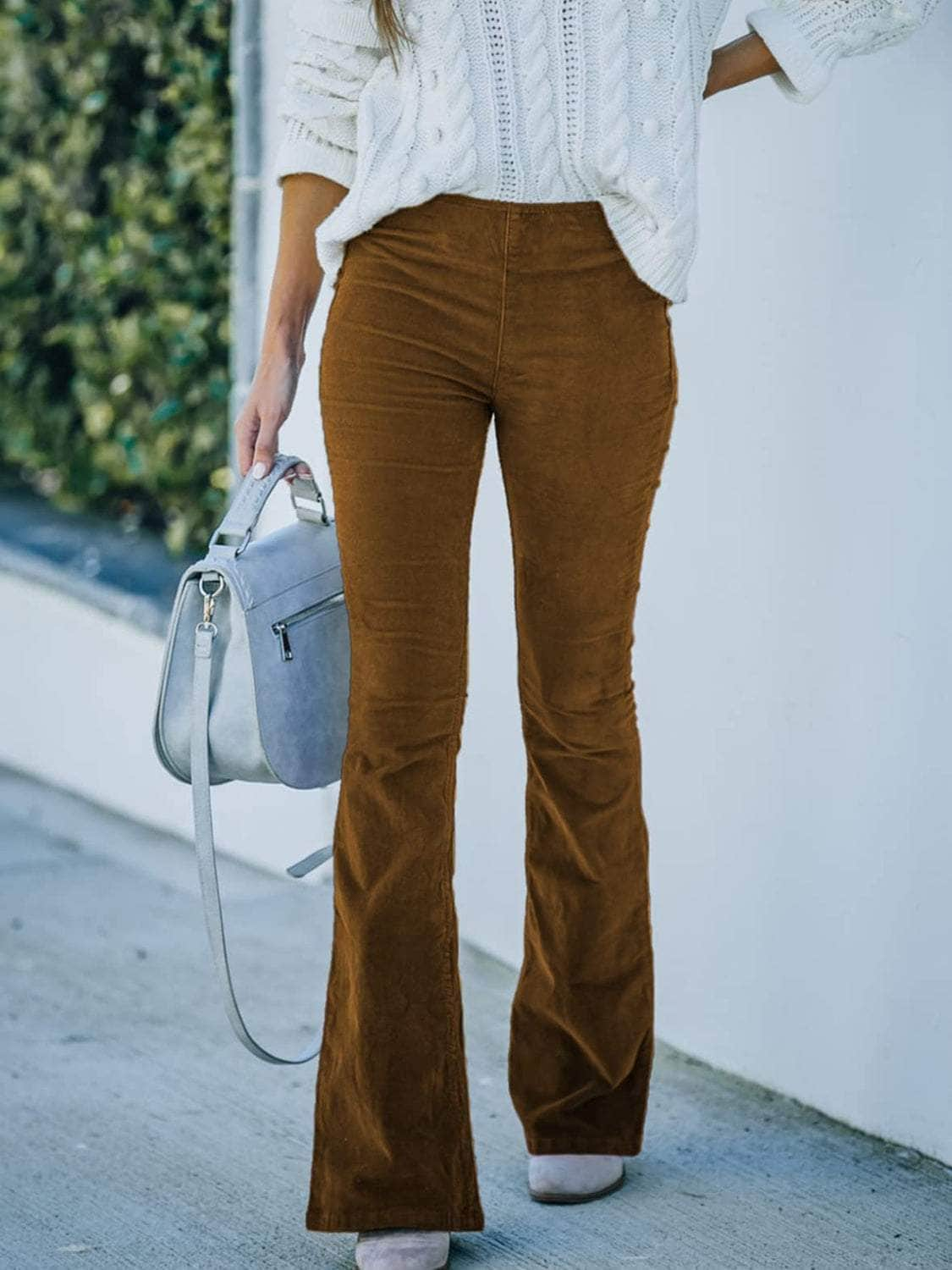 High Waist Bootcut Pants Terracotta / S