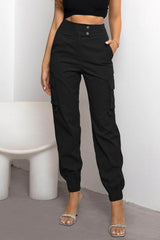 High Waist Cargo Pants Black / XS