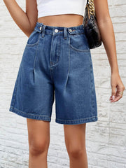 High Waist Denim Shorts with Pockets