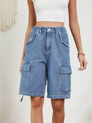 High Waist Denim Shorts with Pockets