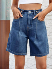 High Waist Denim Shorts with Pockets Medium / S