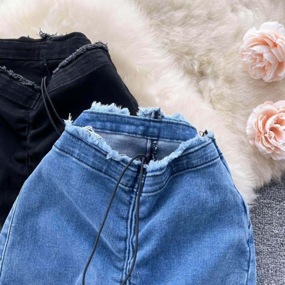 High Waist Flare Hem Jeans