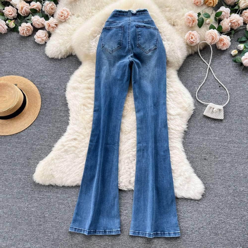 High Waist Flare Hem Jeans