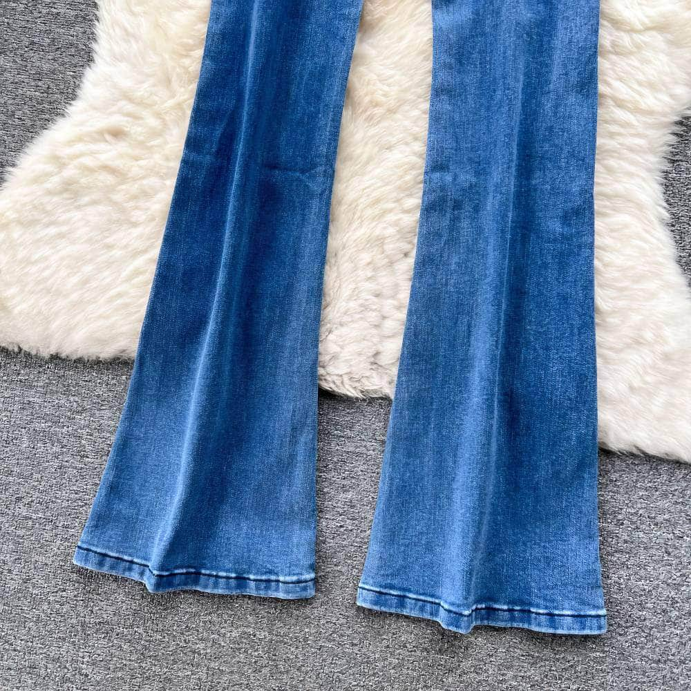 High Waist Flare Hem Jeans