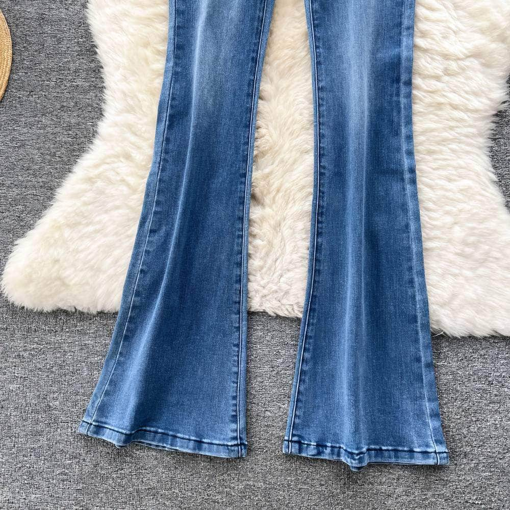 High Waist Flare Hem Jeans