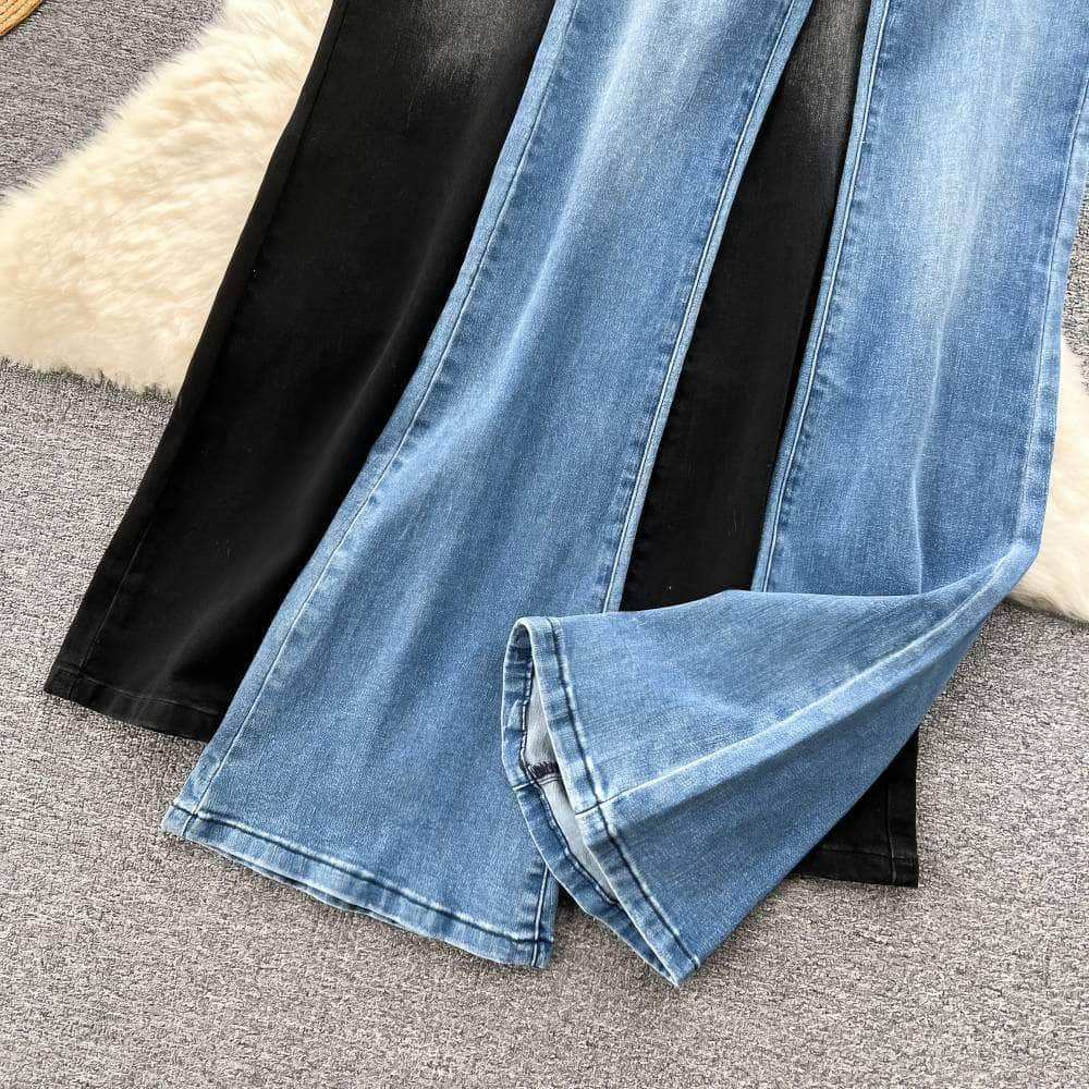 High Waist Flare Hem Jeans