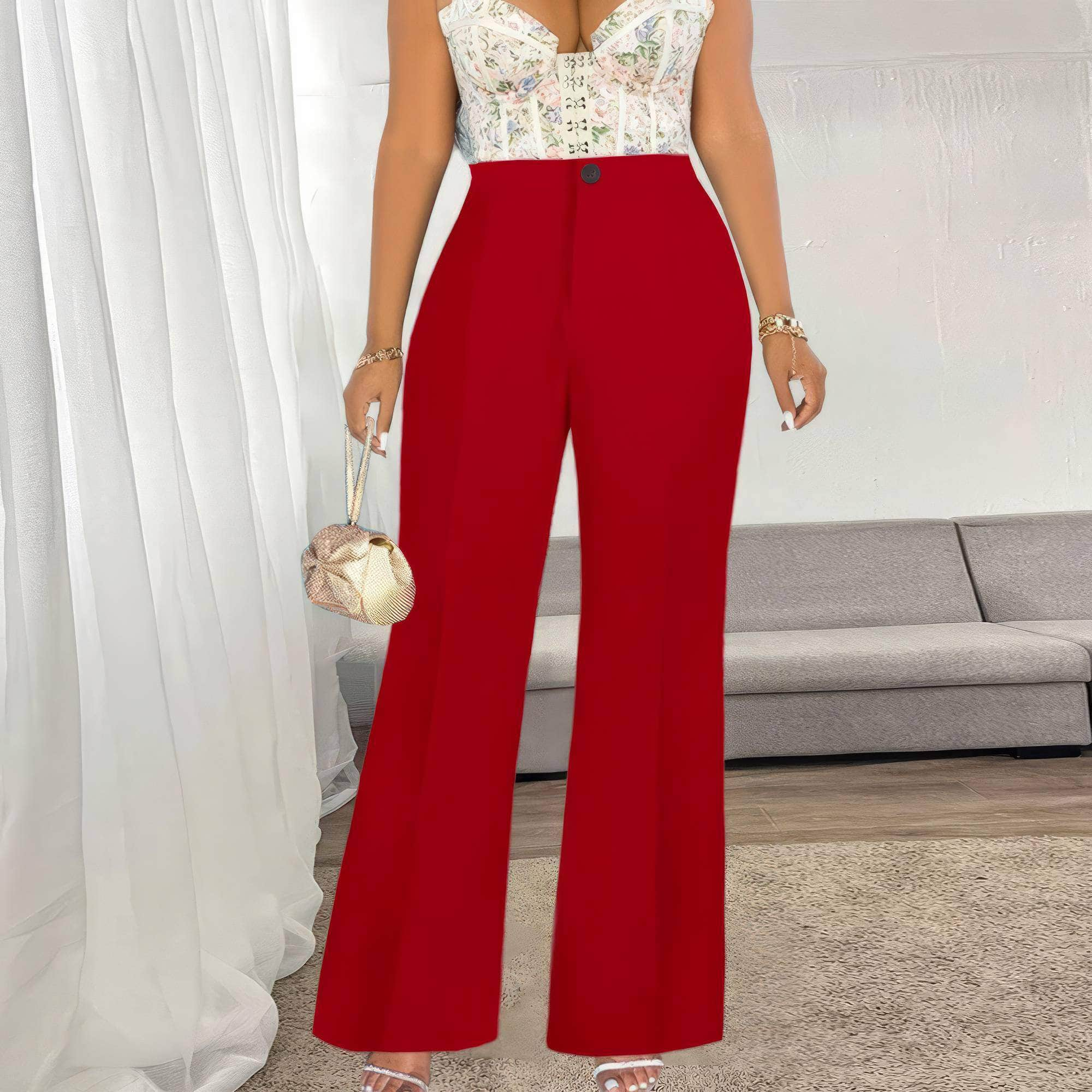 High Waist Pleat Detail Wide Leg Pants