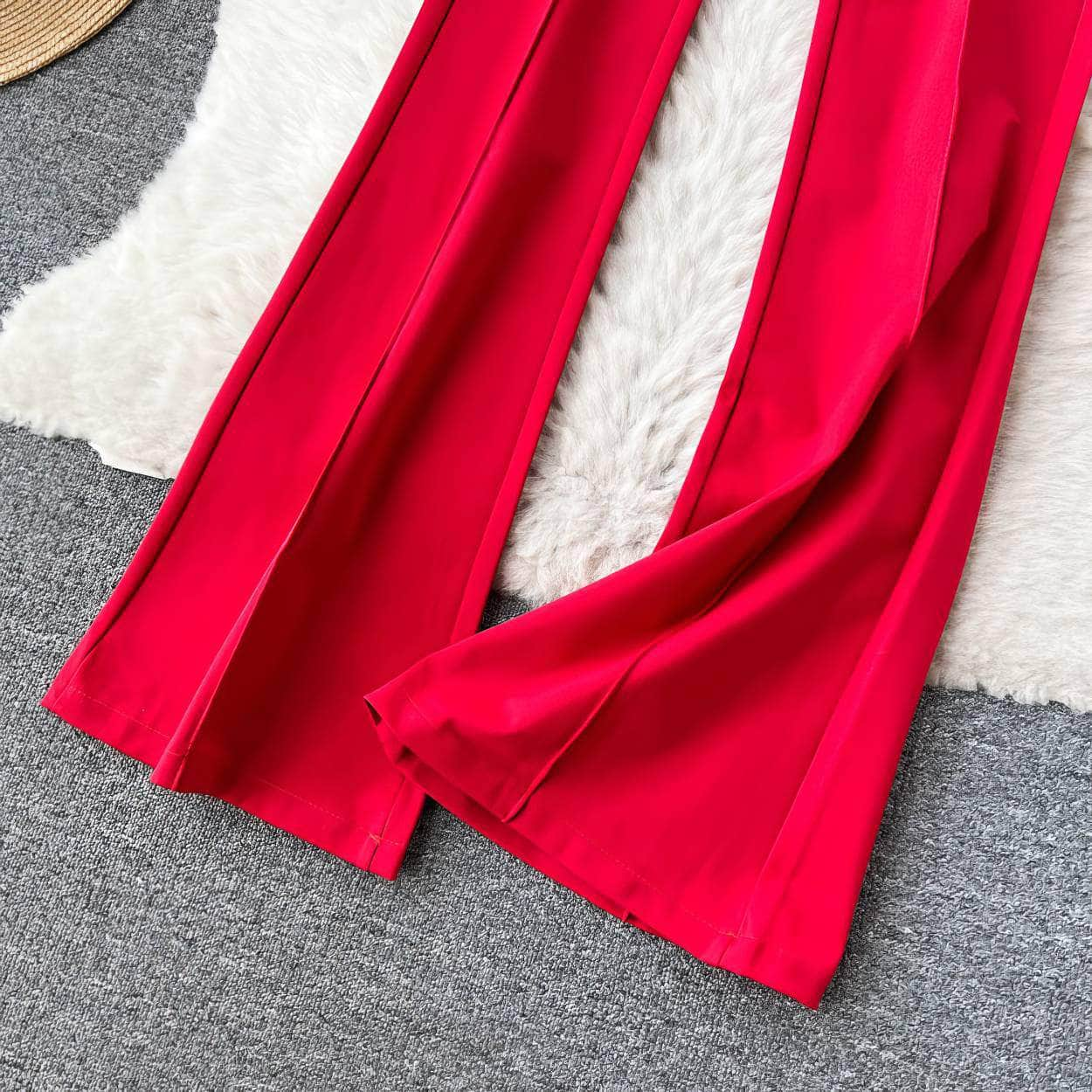 High Waist Pleated Seam Detailed Wide Leg Pants