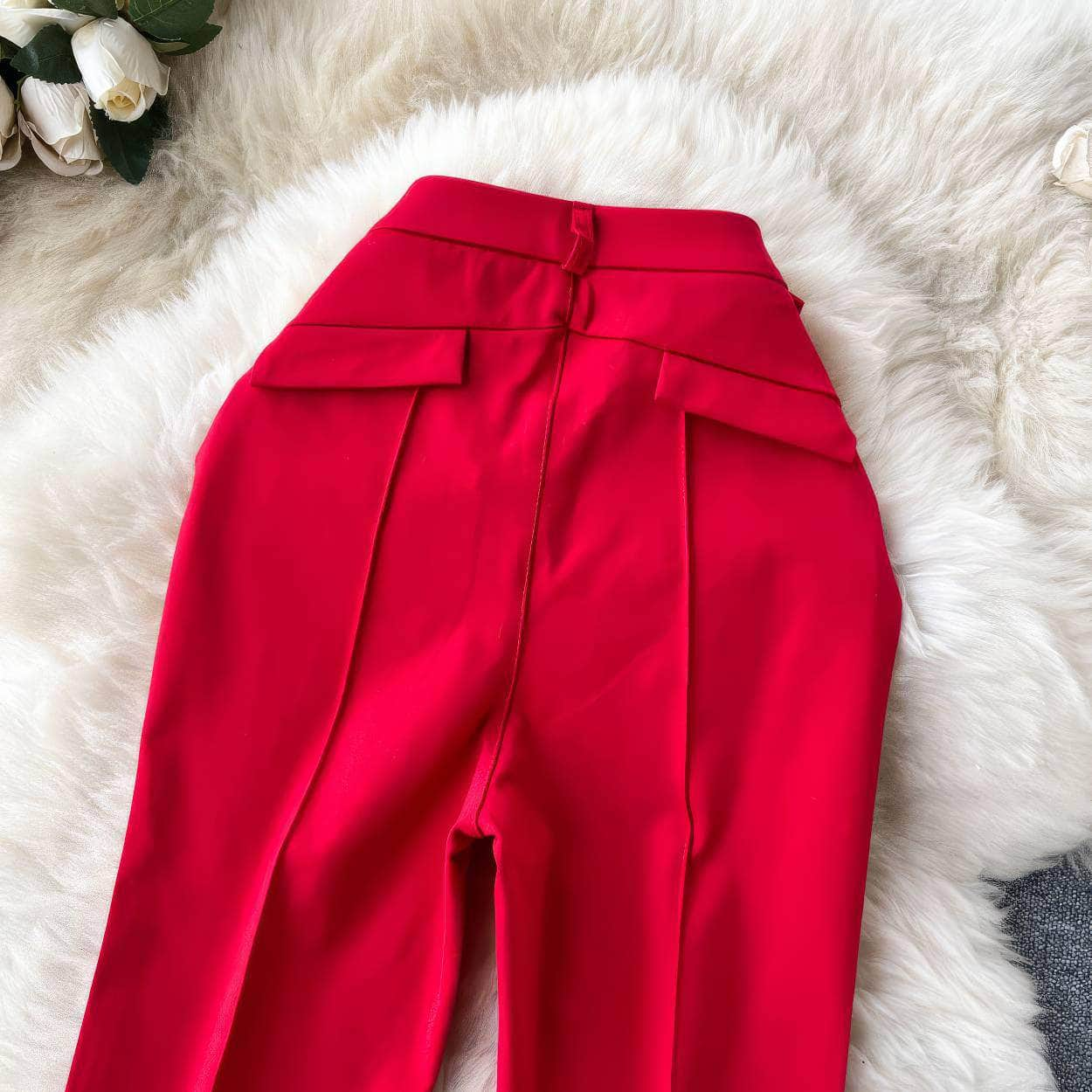 High Waist Pleated Seam Detailed Wide Leg Pants