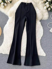 High Waist Pleated Seam Detailed Wide Leg Pants S / Black