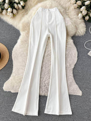 High Waist Pleated Seam Detailed Wide Leg Pants S / White