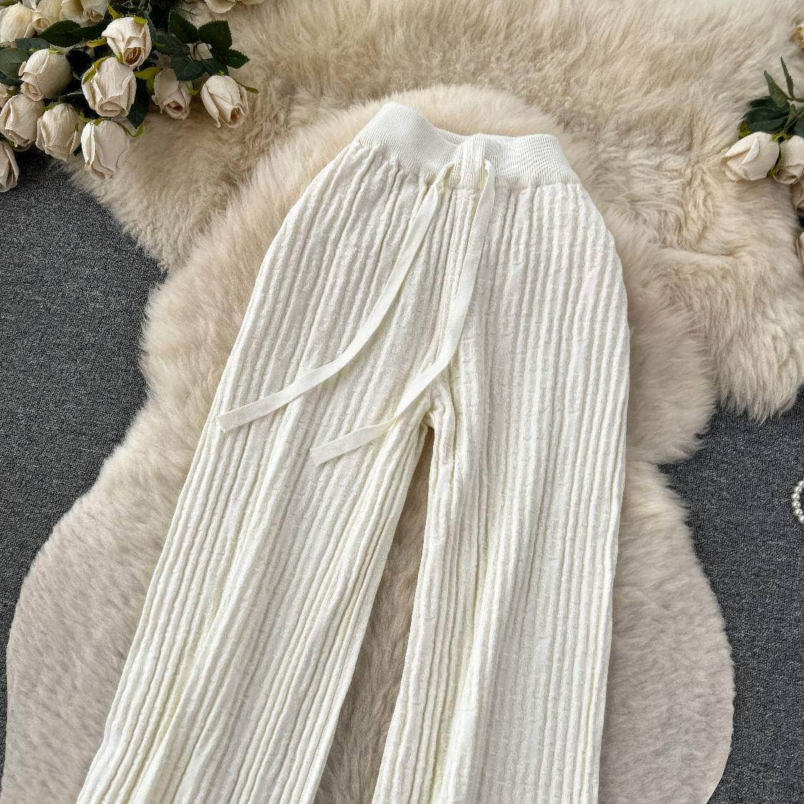 High Waist Rib Knitted Pants