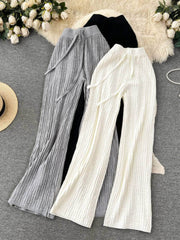 High Waist Rib Knitted Pants