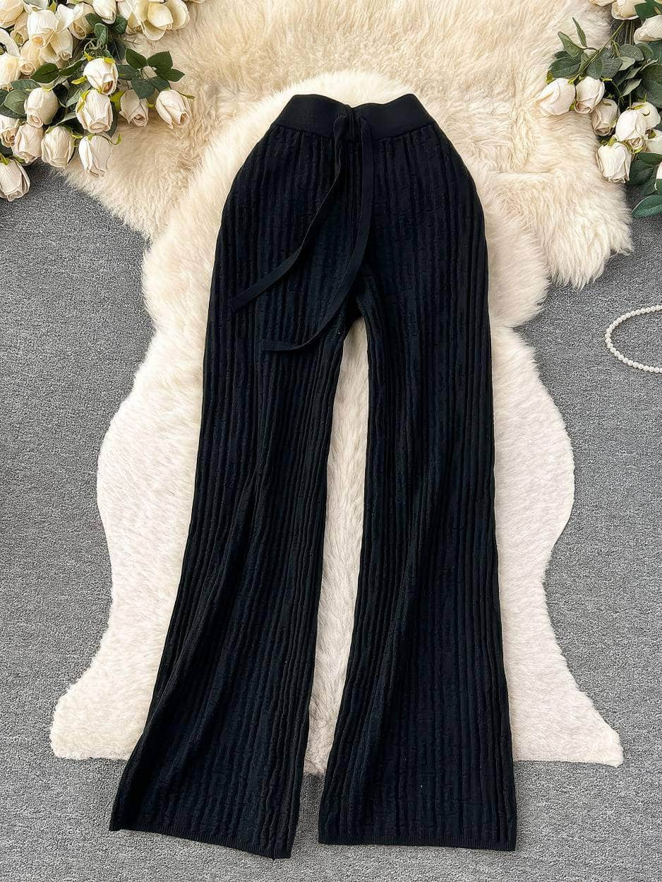 High Waist Rib Knitted Pants