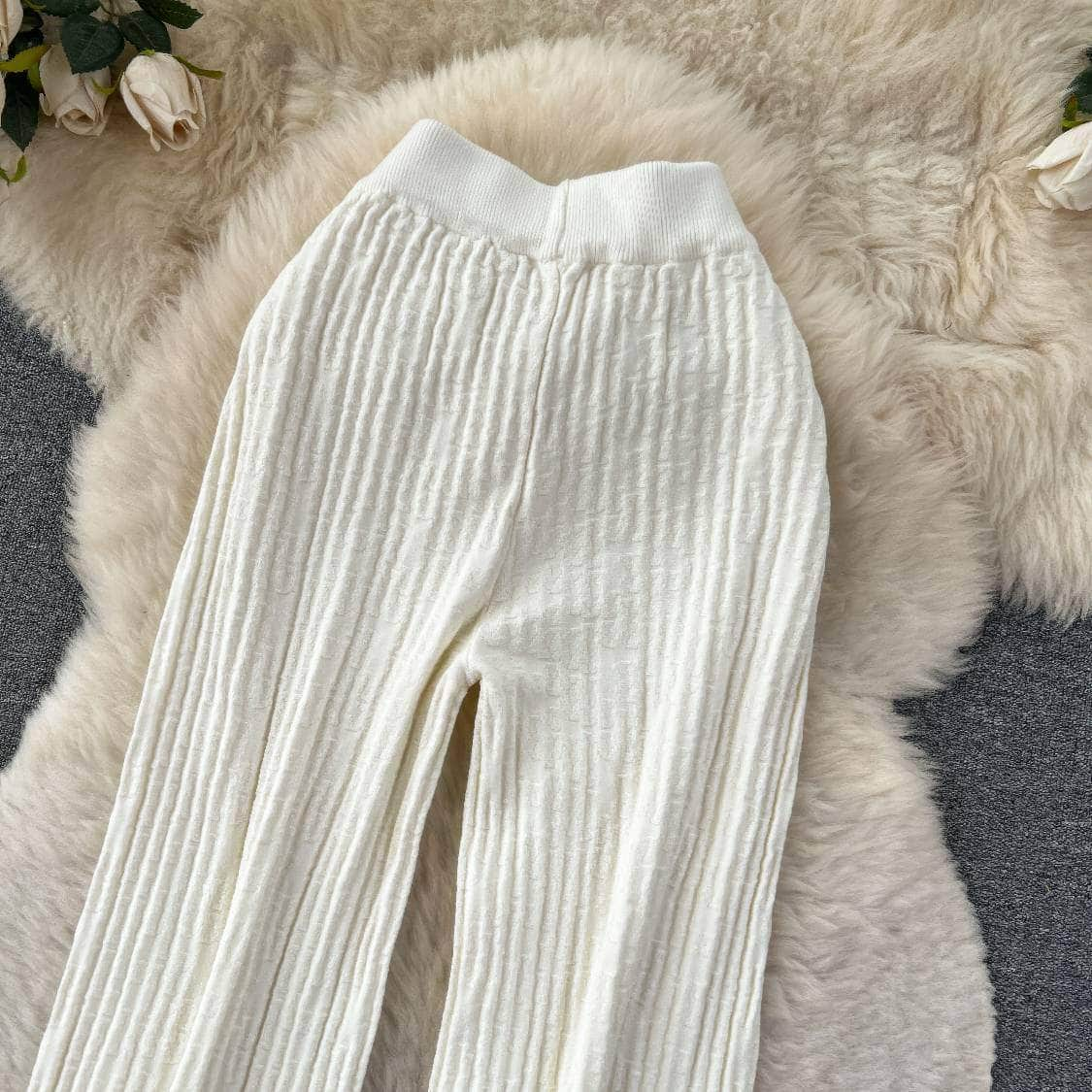 High Waist Rib Knitted Pants