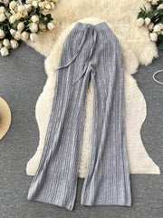 High Waist Rib Knitted Pants MAX SIZE / Gray