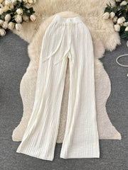 High Waist Rib Knitted Pants MAX SIZE / White