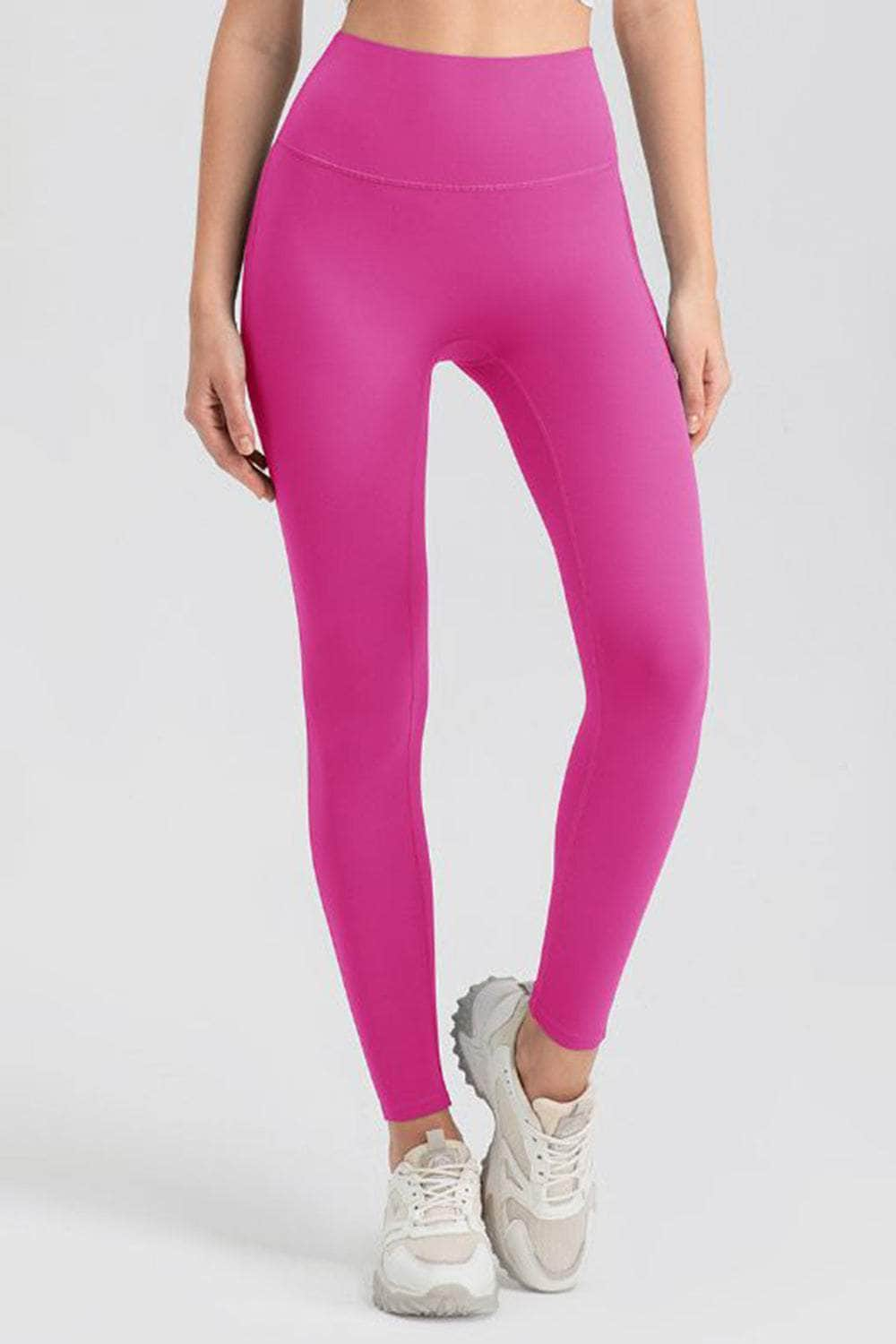 High Waist Skinny Active Pants Fuchsia Pink / S