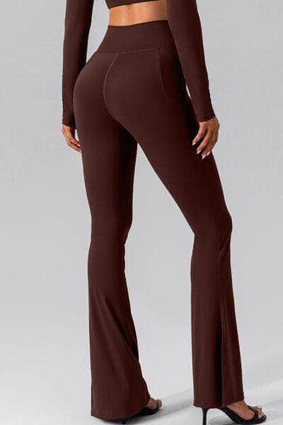 High Waist Slit Pocketed Active Pants