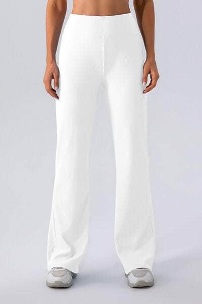 High Waist Straight Active Pants White / S