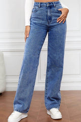 High Waist Straight Jeans Dusty  Blue / S