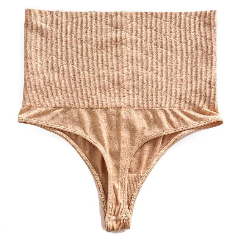 High Waist Tummy Control Thong Panties - Butt Lifter Shaping Brief for Women