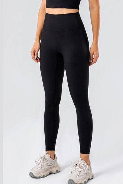 High Waist Wide Waistband Active Leggings Black / S