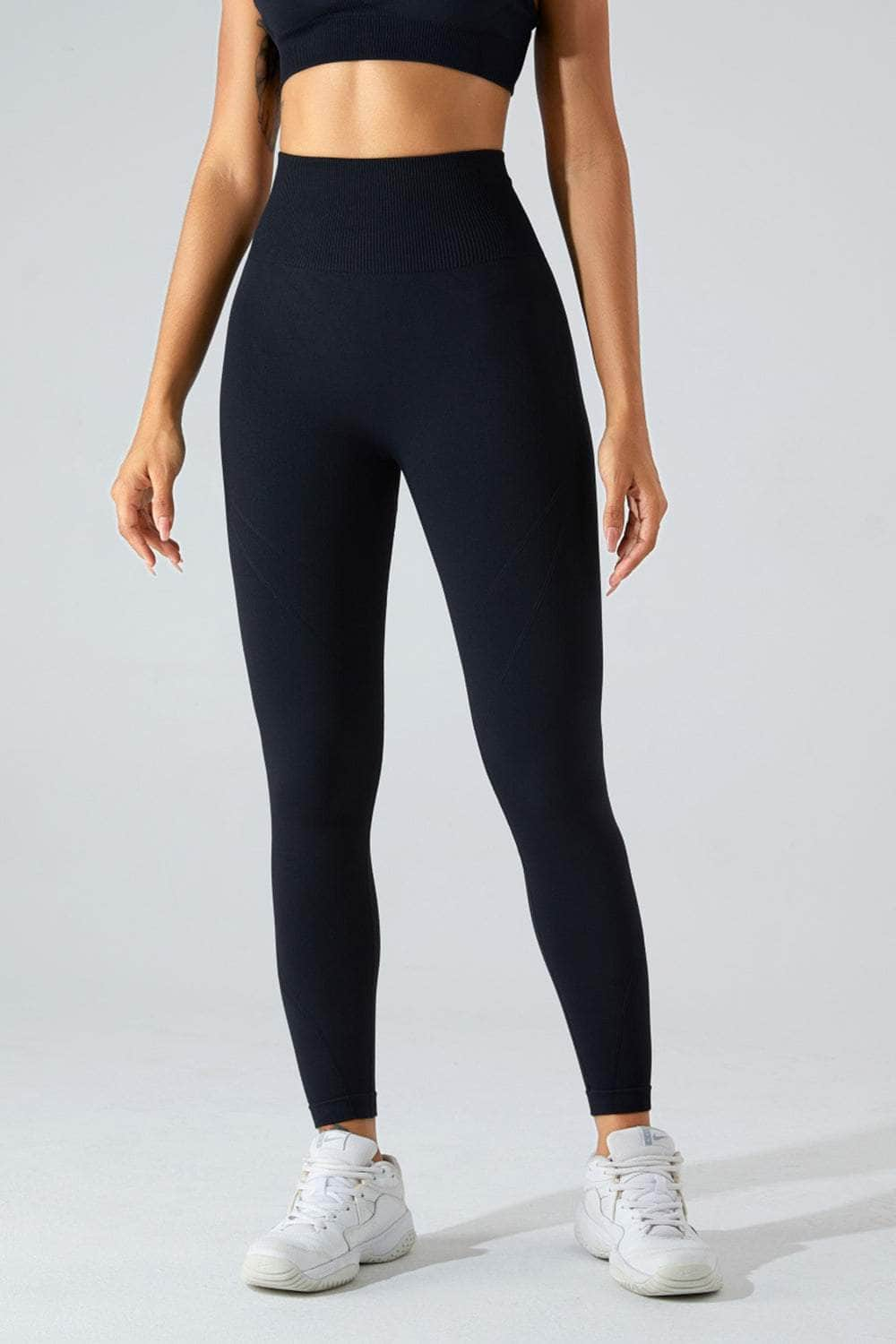 High Waist Wide Waistband Active Leggings Black / S