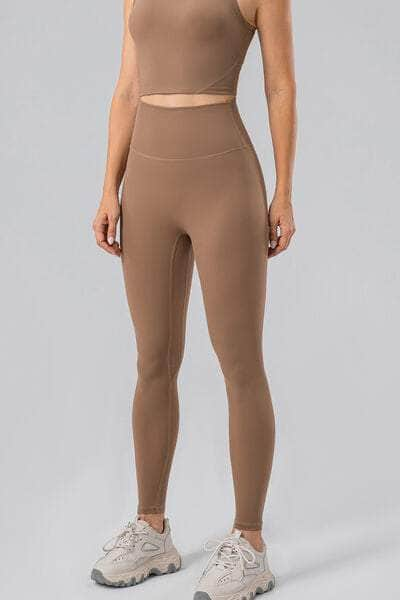 High Waist Wide Waistband Active Leggings Camel / S