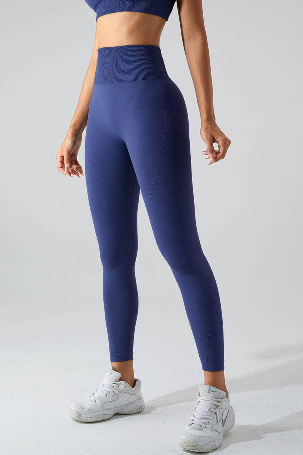 High Waist Wide Waistband Active Leggings Cobald Blue / S