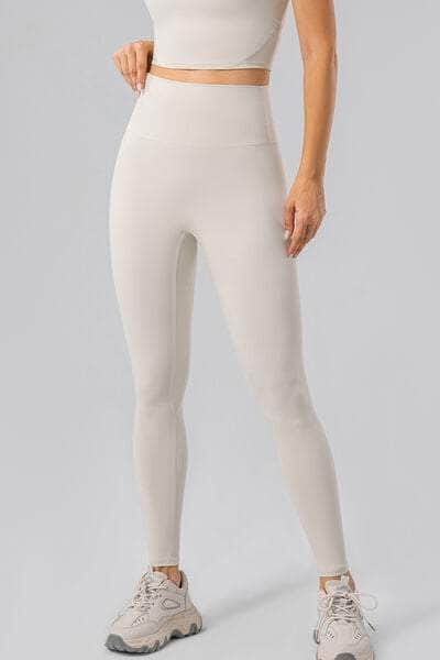 High Waist Wide Waistband Active Leggings Ivory / S