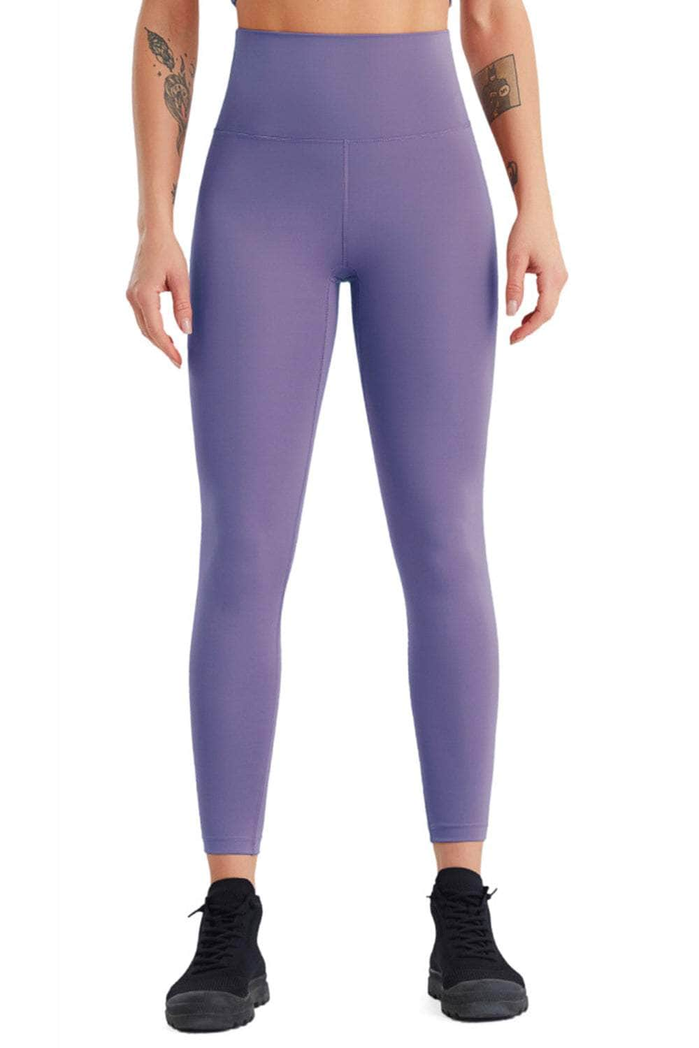 High Waist Wide Waistband Active Pants Lavender / S