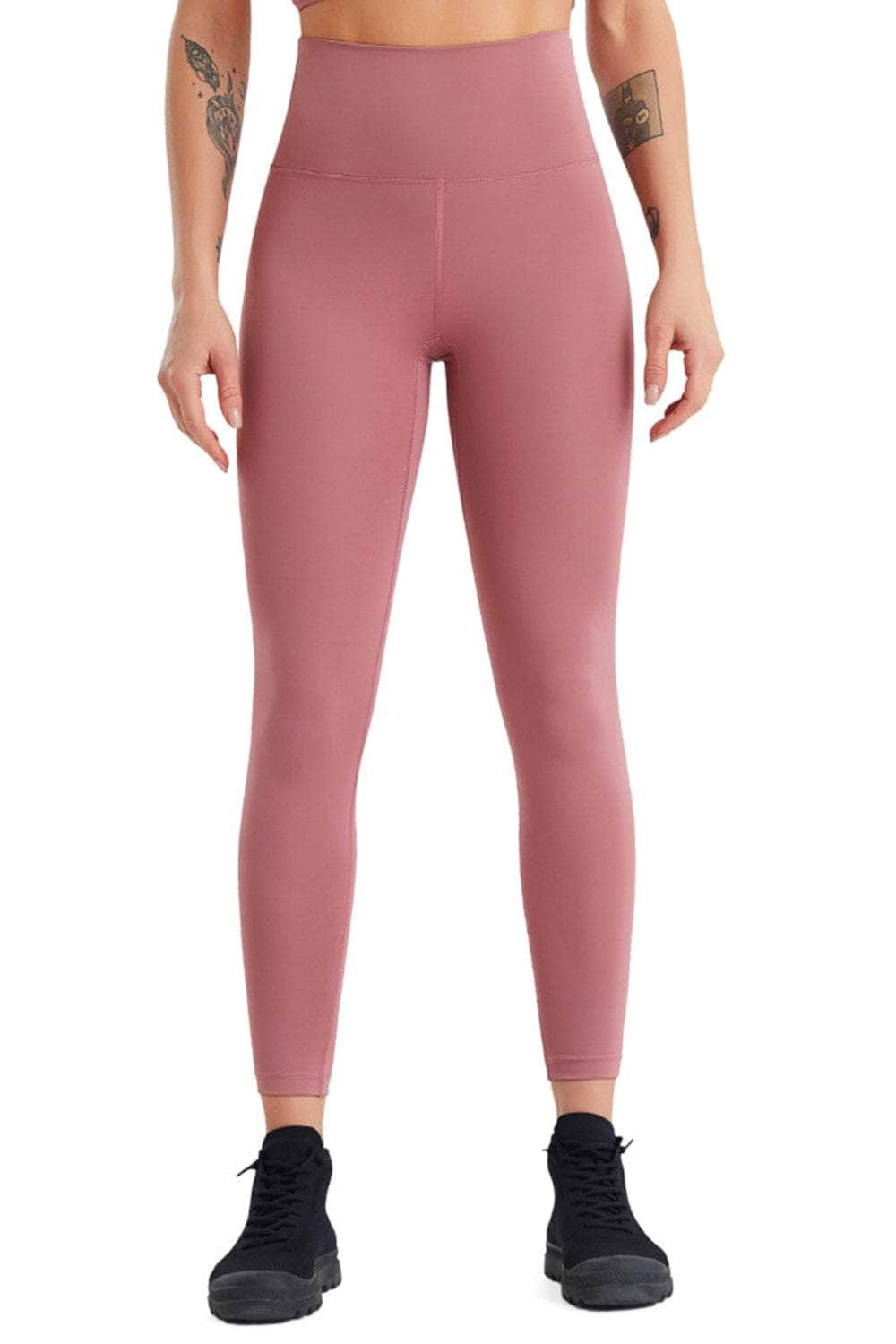 High Waist Wide Waistband Active Pants Light Mauve / S