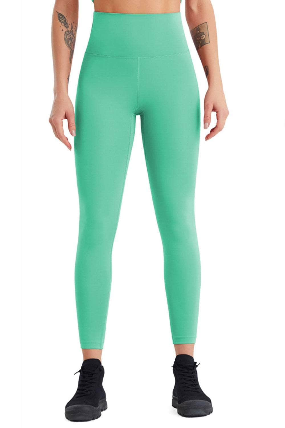 High Waist Wide Waistband Active Pants Mint Green / S